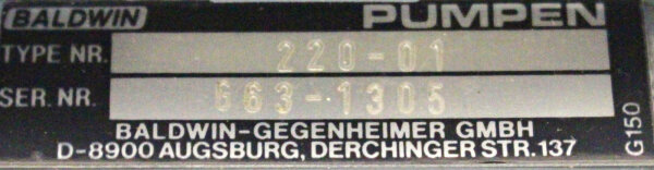 Baldwin 220-01 KTB63/220-ZX Eintauchpumpe Unused